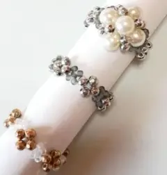 パールビジュービーズリング3点セット