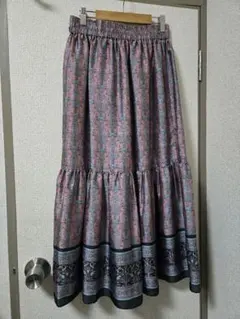 ROSE BUD ローズバッド フレアロングスカート ピンク系模様