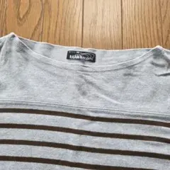 ビームスハート Tシャツ 長袖 グレー ブラウン ボーダー
