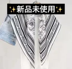 スカーフ ストール 白 ホワイト 海洋柄 130 カシミア シルク 正方形