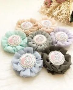 両面マタニティマーク　ふわふわ　シフォン　ロゼット　キーホルダー