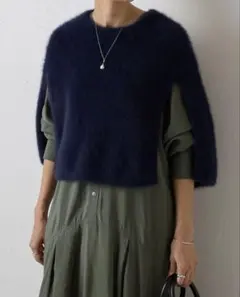 BEARDSLEY ファーニットポンチョ ネイビー