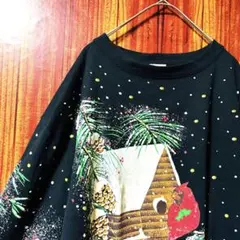 ヴィンテージ 黒　アニマル スウェット