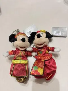 ミッキー・ミニー 春節衣装キーホルダー 香港ディズニー