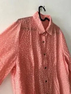 NETNEG ロールアップ袖 ロングブラウス ドット 水玉 薄手 シースルー