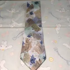 花柄 ネクタイ 青 緑 茶色