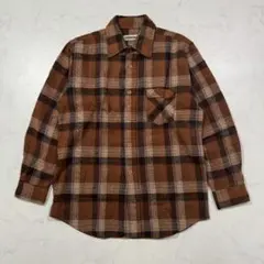 アメカジ ネルシャツ チェック ブラウン 長袖 秋 古着 メンズ 通勤 旅行