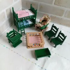 シルバニアファミリー初期家具 2段ベッド、椅子、乳母車、ベビーサークル、まとめて