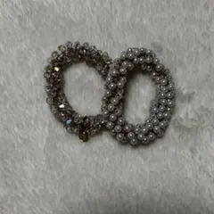 パールクリスタルヘアゴム2個セット