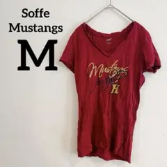 Soffe Mustangs【M】 フットボール Tシャツ レッド ロゴTシャツ