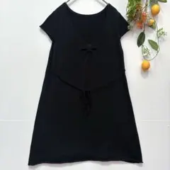 【COMME CA DU MODE】美品！半袖チュニック　ニット　黒　M