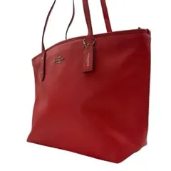 COACH コーチA4トートバッグ レッド レザー 肩掛け