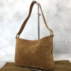 美品✨セリーヌ スウェード Cマカダム ワンショルダーバッグ ブラウン