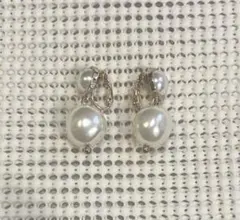 シルバー パール フックイヤリング