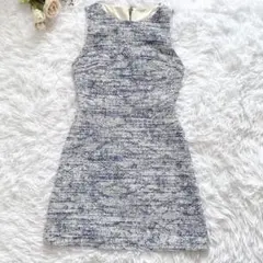 alice + olivia ノースリーブ ツイードワンピース ブルーのサムネイル