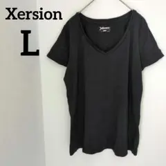 送料込❤Xersion 【L】ブラック Vネック Tシャツ 黒 シンプル 半袖