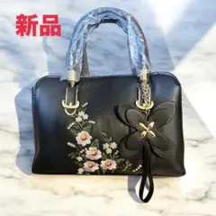 ヴィンテージブラック 花刺繍 ショルダーバッグ【新品・未使用】
