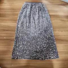 グレー スパンコール ロングスカート