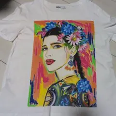 ZARA カラフル人物プリント Tシャツ S