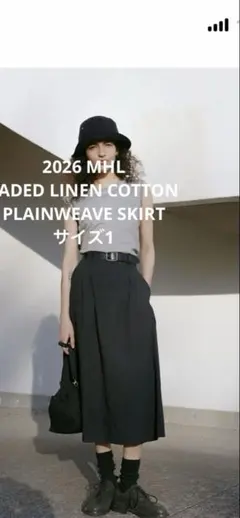 MHL FADED LINENCOTTON SKIRT BLACK サイズ1のサムネイル