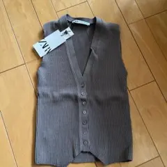 ZARA ブラウン ニットベスト Sサイズ