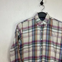 ラルフローレン　ポニー刺繍　マドラスチェックシャツ　コットン100