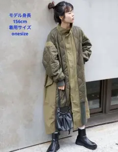 【etsinta エシンタ】切替マキシミリタリーコート　カーキ