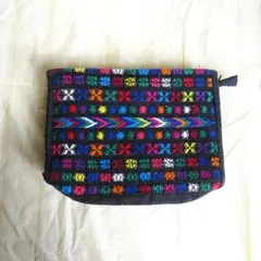グアテマラ先住民族衣装生地ポーチ ウイピル 手織物 化粧ポーチ バッグ 小物入れ