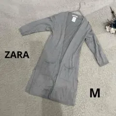 ZARA ロングカーディガン　グレー　七分丈　綿　M スリット