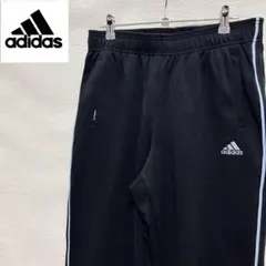 大きめ】adidasアディダス　ブラックジャージパンツ サイドラインXXLサイズ
