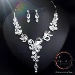 シルバーネックレス ピアス セット ダンス 高見え 軽量 ドレス 着物 演奏会