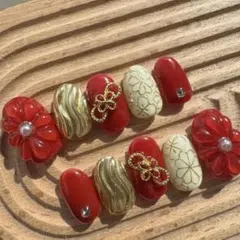 【現品】【匿名発送】ネイルチップ　振袖ネイル　和柄ネイル　成人式　前撮り