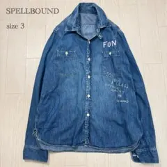 スペルバウンド デニムシャツ 長袖　ブルー　ウォッシュ加工　L　ドミンゴ