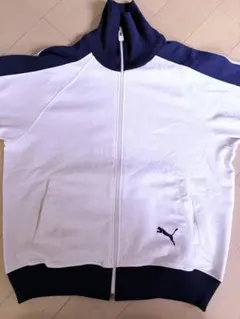 PUMA フルジップジャケット ホワイト/ネイビー