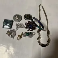 Jewelry set of 10 pieces, silver enamel