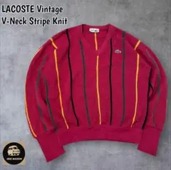 ラコステ LACOSTE ニット Knit アーガイル柄 刺繍ロゴ 赤 XXXL - メルカリ