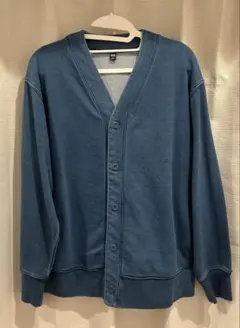 インディゴスウェットカーディガン（長袖）BLUEユニセックスM