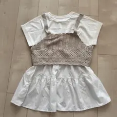 pom ponette レイヤードTシャツ ホワイト・ベージュのサムネイル