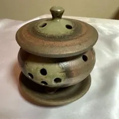 陶器 香炉 茶香炉 蓋付き 皿付き