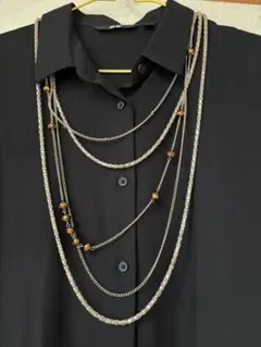 MK ミッシェルクラン　5連　ロングネックレス　ブラウンゴールド　華やかのサムネイル
