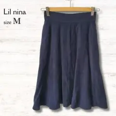 リルニーナ Lil nina ひざ丈フレアスカート ネイビー Ｍ ウエストゴムのサムネイル