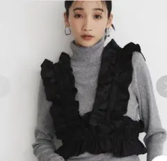 THE SHOP TK フリルビスチェ ブラック　フリーサイズ