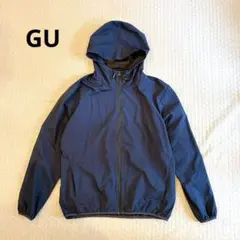 GU メンズ　アウター　ネイビー マウンテンパーカー フード付き　XL