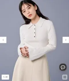 【洗濯機洗い可】リブ フレアスリーブポロニット　uncrave STANDARD