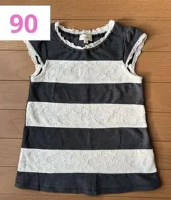 〈90サイズ〉ワンピース　レース　ボーダー　チュニック　半袖　春　夏　女の子