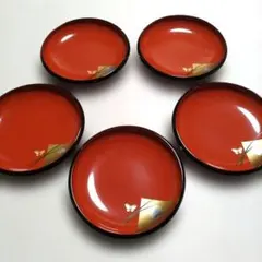 木粉樹脂　器　菓子入れ　伝統工芸品　５枚組【 新品未使用 】