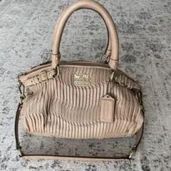 COACH プリーツデザイン ハンドバッグ ベージュ