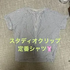 studio CLIP シングルガーゼバンドカラーストライプ半袖ブラウス Mのサムネイル