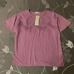 SM2 ラベンダー 花柄刺繍 Tシャツ