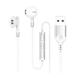 イヤホン USB 有線 ヘッドセット マイク付きイヤホン HIFI音質 2m